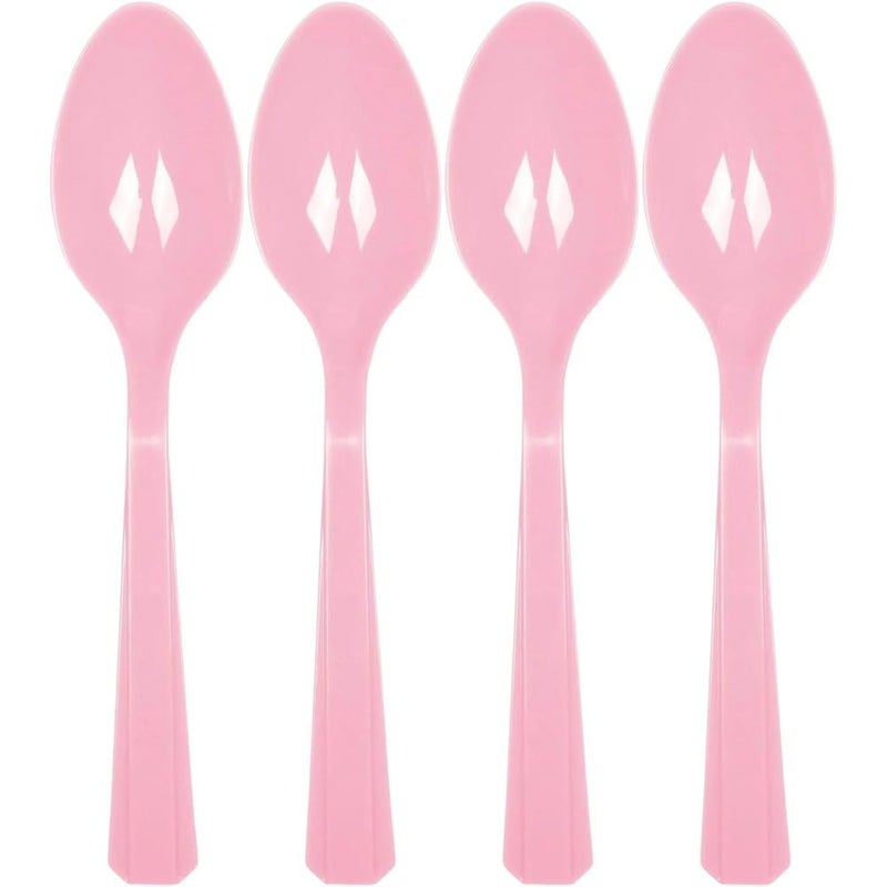 Amscan Vibrant New Pink Plastic Spoons (Pack Of 20) - Eco-Friendly, Durable & Eye-catching, Perfect For Parties & Events - Image 1